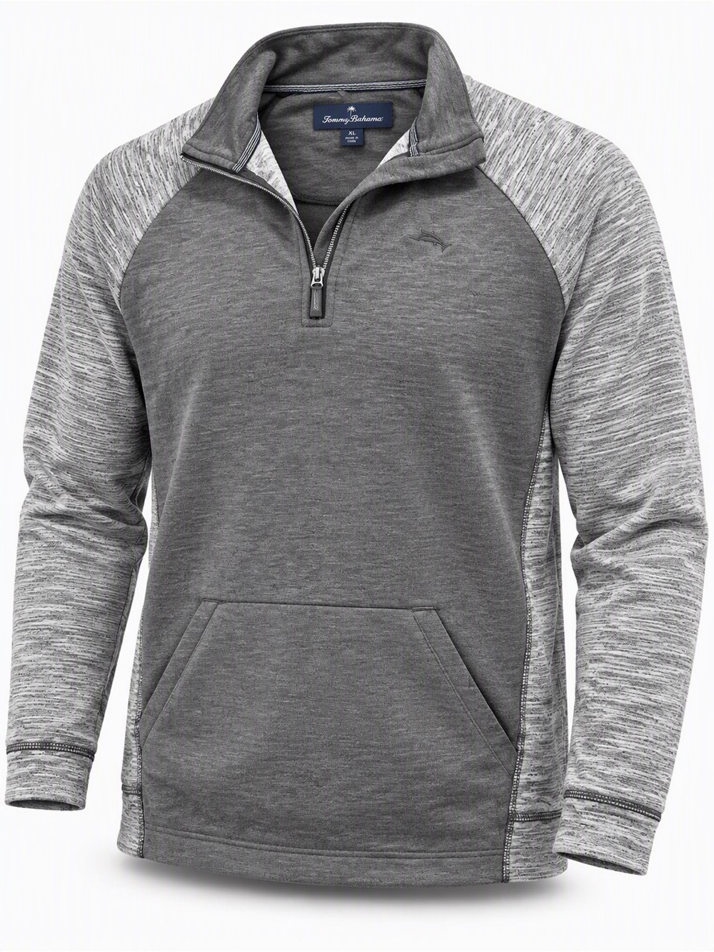 Tommy Bahama Men's Gray Raglan Quarter-Zip Pullover
